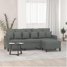 Lapooh 3201090 3-Seater Sofa with Stool Dark Grey 180 cm Fabric, Sofas & Couches, Sofa Living Room, Sofa for Teenager's Room, Relaxing Sofa, Sofa for Bedroom, Upholstered Sofa