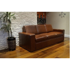 Quattro Meble Atlanta FS Real Leather 3-Seater Sofa Width 200 cm Leather Sofa Real Leather Couch Large Choice of Colours Brown