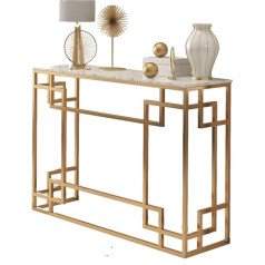 Generic Konsolentische Rechteckiger Konsolentisch für den Flur aus Messing, Eingangstisch, Marmortischplatte, stabile Basis, Akzenttisch für Wohnzimmer, Flurkonsolentisch