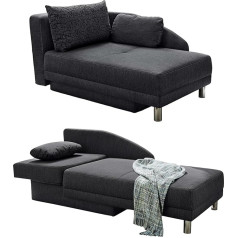 Luma-Home Schönes Für Dein Zuhause Stylish Chaise Longue with Spring Padding, Sleep Function, Bed Box, 149 cm Wide x 90 cm Deep, Extendable to Lying Surface of 200 x 84 cm, Flat Weave Fabric in Anthracite / 15121