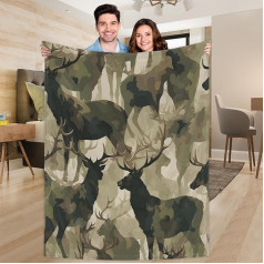 Ririx Überwurfdecke mit Hirsch-Motiv, für Bett, Couch, Sofa, Stuhl, Camping und Reisen, leichte Decke, Größe L (203,4 x 152,4 cm)