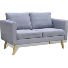 Junzai 2-Seater Sofa, Couch for Living Room, for Flats, Couch with Sleep Function, Lounge Sofa, Relaxing Sofa, Sofas & Couches, Fabric Light Grey