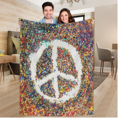 Ririx Überwurfdecke mit abstrakten kreisförmigen Reihen, für Bett, Couch, Sofa, Stuhl, Camping und Reisen, leichte Decke, groß (203,4 x 152,4 cm)