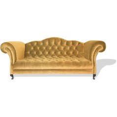 Jvmoebel Chesterfield Sofa 3 Seat Upholstery Designer Couchen Sofas Set Three Seater Gold