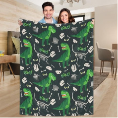 Ririx Überwurfdecke mit Dinosaurierknochen, Dinosaurier-Motiv, für Bett, Couch, Sofa, Stuhl, Camping und Reisen, leichte Decke, groß (203,4 x 152,4 cm)