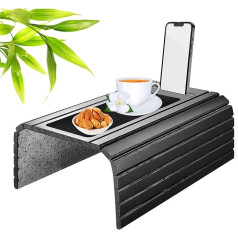 Cjhzqyy Sofa Tray, Sofa Tray, Coffee Table for Armrests, Wooden Armrest Tray, Tray for Sofa, Sofa Shelf in Black
