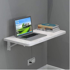Jycch Folding Wall Desk for Small Spaces, Floating Desk (Colour: White, Size: 80 x 40 cm/31.5 x 15.8 inches) (W