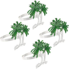 Abaodam 4 Stück Kokosnuss-serviettenschnalle Hawaiianische Blumenkette Serviettenschnalle Hawaii Partyzubehör Goldene Serviettenringe Hawaiisch 4-teiliges Set Bohemien Legierung Bankett