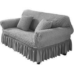 ‎Ronghome Ronghome Sofa Cover Stretch with Skirt, 1 Piece Universal Sofa Throws Jacquard Sofa Cover Universal High Stretch Couch Cover Seersucker Armchair Protector with Ruffle Skirt 1 2 3 4 Seater