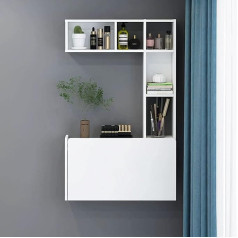 Wall Mounted Folding Desk, Multifunctional Home Office Workstation, Folding Folding Table, Removable Cabinet, Shelves and Drawers for Office, Bedroom, Living Room (Colour: