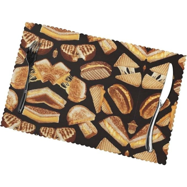 Mqgmz Tischsets 6er Set Käse Sandwiches Druck Hitzebeständig Waschbar Küche Wärme Esszimmer Home Küche Tischdekoration