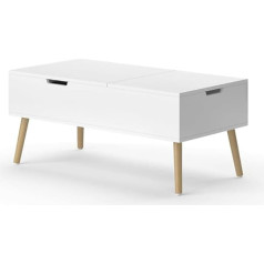 Vicco Riga Coffee Table 100 x 50 cm Extendible Living Room White