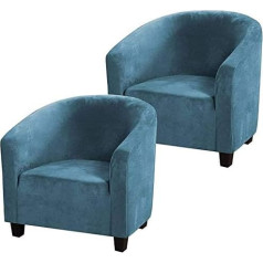 LINGKY High Stretch Velvet Tub Chair Cover Skid Resistance Furniture Protector Stretch Fabric Super Soft Couch Slipcover (Peacock Blue, Set of 2)