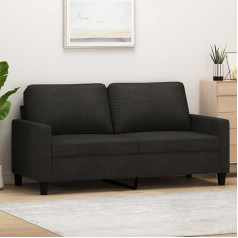 Junzai 359167 2-Seater Sofa Black 140 cm Fabric, Sofas & Couches, Sofa Living Room, Sofa for Teenager's Room, Relax Sofa, Sofa for Bedroom, Upholstered Sofa