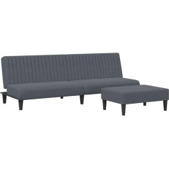 vidaXL Sofagarnitur 2-TLG., Schlafsofa mit Fußhocker, Klappbett Klappsofa mit Schlaffunktion, Bettsofa Sofabett Sofa Couch, Dunkelgrau Samt