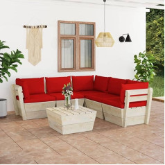 Guyana 6-TLG. Garten-Sofagarnitur aus Paletten mit Kissen Fichtenholz Wohnzimmer Couch Ecksofa Klein