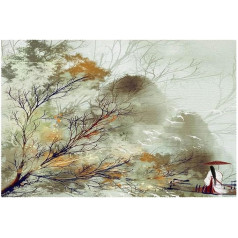 Tbouobt Stoff-Tischsets, waschbare Tischsets für Esstisch, 6er-Set,Chinesische Klassische Malerei Gebirgsfluss Baum