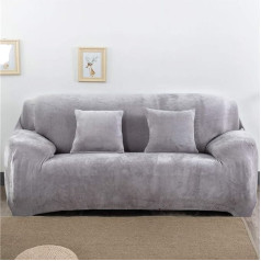 ‎Exquileg EXQUILEG Thick Elastic Sofa Cover 1/2/3/4 Seat Velvet Throw Sizes (Silver Grey, 3 Seaters: 195-230 cm)