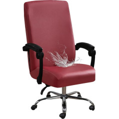 ‎Bestenrose Bestenrose Waterproof Office Chair Cover PU Leather Seat Covers Swivel Chair Slipcover with Elastic Base Universal Chair Protectors for Rotating Boss Chair (Wine Red, Small)
