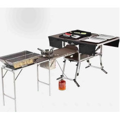 Caulo Outdoor Portable Mobile Kitchen Folding Stove Grill Table Self-Propelled Travel Equipment Field Stove Car Kitchen Box