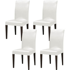 JHLD PU Leather Chair Covers, Stretch Chair Cover, Soft Waterproof Chair Cover Protector Chair Covers for Kitchen Room Hotel Cream Set of 4