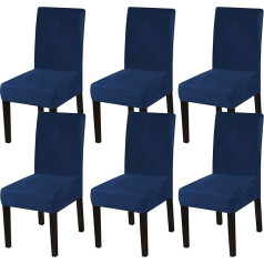 ‎Turquoize Turquoize Dining Room Chair Covers, Stretch Chair Covers for Dining Room, Velvet Chair Protector, Parson Chair Covers, Set of 6, for Hotel Ceremony, Thick, Soft, Modern Style, Navy Blue, 6