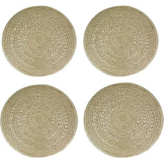 Zealmax Set of 4 Handmade Natural Rattan Straw Placemats Insulating Pads Indoor Outdoor Round 20cm