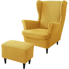 rackbone Wingback Chair Covers, Wing Chair Cover and Ottoman Stool Cover Sofa Cover with Elastic Band Washable Armchair Protective Cover for Living Room, 7