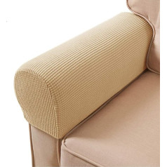 ‎Esrise ESRISE Armrest Protector Stretch Armrest Protector Armchair Couch Armrest Non-Slip Spandex Polyester Sofa Chair Armrest Slipcovers Furniture Protector 2 Pack (Khaki)