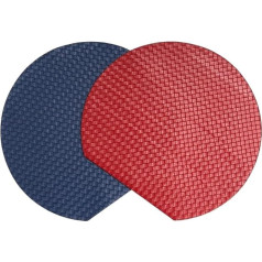 Blemo Doppelseitige farbige PU-Kunstleder-Tischsets for den Esstisch, Set mit 1/4/6 Wasserdichten Tischsets for Party, Grill, Urlaub (Color : Grid Blue red, Size : 38x34cm 1pcs)