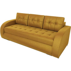 Bromarkt Corana Sofa Bed with Sleep Function and Bed Box, Sofa Bed, Couch Set, Couch, Sofa Set, Bed (H85 x D99 x W238 cm, Kronos 1 Yellow)