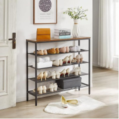 Ymyny Shoe Rack, Shoe Rack with 4 Grids, Shoe Organiser with Metal Frame, Holds 16-20 Pairs of Shoes, for Entrance, Living Room, Hallway, Bedroom, Space Saving, 105 x 30 x 95 cm, HD-HTMJ084H