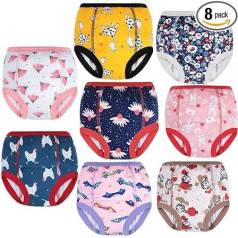 MOEMOE BABY Potty Training Trousers Baby, Pack of 8 Training Pants, Toddler Learning Nappy Underwear, Washable Potty Training Trousers Girls Boys 5 Years, Pink