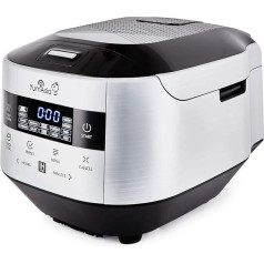 Yum Asia Bamboo Rice Cooker with Induction Heating (IH) and Ceramic Bowl, (8 Cups, 1.5 Litres), 7 Rice Cooking Functions, 4 Multi-Cooker Functions, Motouch LED Display, 220-240 V EU, Metallic Silver