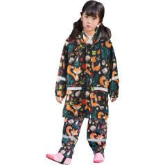 Kobilee Children's Softshell Suit with Hood, Hat Brim Widening, Rain Overall, Hiking, 2 Pieces, Raincoat, Two-Piece, Waterproof, Windproof Rain Poncho Set, Rain Suit, Foldable Suit 122