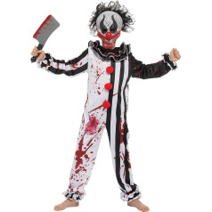 Spooktacular Creations Boy Bleeding Killer Clown Costume, Horror Slasher Clown Costume for Halloween Dress Up Parties, Scary Theme Party, Killer Clown Role Playing (L (10-12 yr))