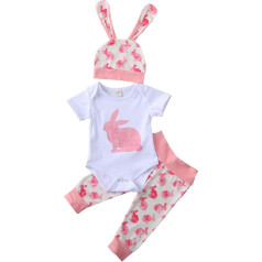 PDYLZWZY My First Easter Outfit Infant Baby Boy Long Sleeve Letter Print Romper Rabbit Trousers with Hat Easter Clothing Sets