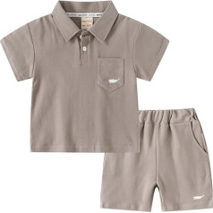 renvena Baby Boys Summer Outfit Casual Leisure Suit Cotton Shirt Polo Shirt with Shorts Children Toddler Two Piece Clothing Set