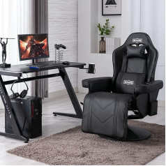 S*MAX Gaming Chair with Footrest, Gaming Chair, High Back with Adjustable Backrest, Cup Holder, Side Pocket, Gamer Chairs for Adults, Black, X Large