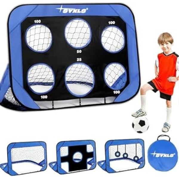 SYXLS Football Goals for Children, Children's Football Goal 4-in-1 Portable Removable Multipurpose Football Training Equipment for Indoor Outdoor with Carry Bag, Boys Girls Gifts for 6-12 Years Old