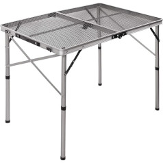 REDCAMP Folding Portable BBQ Table for Camping, Lightweight Aluminum Metal Grill Stand for Outdoor Cooking, Barbecue, Easy to Assemble with Adjustable Height Legs, Silver