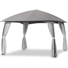 LECO Milena Gazebo - Attractive Garden Gazebo 3.3 x 3.3 m with Lockable Side Panels - Anthracite/Grey