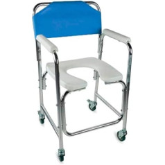 Mobiclinic, Manzanares Commode Chair for Seniors, European Brand, Toilet Wheelchair, Lift, Aluminium, with Padded Armrests, Dresser Chair, Night Chair with Wheels, Toilet Seat, Lightweight