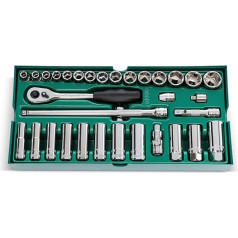 SATA ST09902SJ 33 Pieces 3/8 Inch Drive 6 Point Metric Socket Tray Set