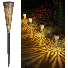 GEARLTIE Solar Lights for Outdoor Garden Pack of 4, 800 mAh Solar Lights for Outdoor Use with Warm/White LED, IP65 Weatherproof Balcony Decoration Garden Metal Lanterns Solar Outdoor Path Patio