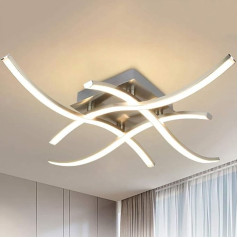 PADMA LED Ceiling Light Kitchen 18 W, Modern Ceiling Light Living Room Warm White, 3000 K, 4 x 4.5 W, 1650 LM, Metal Chrome Ceiling Light for Dining Room, Bedroom, Living Room