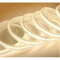 Xunata 230 V COB LED Strip with Switch, 360 LEDs/m Super Bright High Density, Flexible COB LED Strip Light Strip for Home DIY Festival Decoration (Natural White, 10 m)