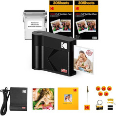 KODAK Mini 3 ERA 4PASS Mobile Photo Printer (7.6 x 7.6 cm) (Black, Photo Printer + Gift Package with 68 Sheets)