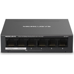 TP-Link MERCUSYS MS106LP PoE+ Switch 6 Ports with 4 PoE+, 30 W for PoE Port, 40 W on All Ports, 802.3af/at, 2 Uplink Ports for Internet and NVR, Metal Housing, Ethernet Splitter, Plug & Play