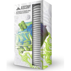 ASCENY Coiled & Double-Sleeve Mechanical Keyboard Cable, for Type-C Mechanical Keyboards (White)
